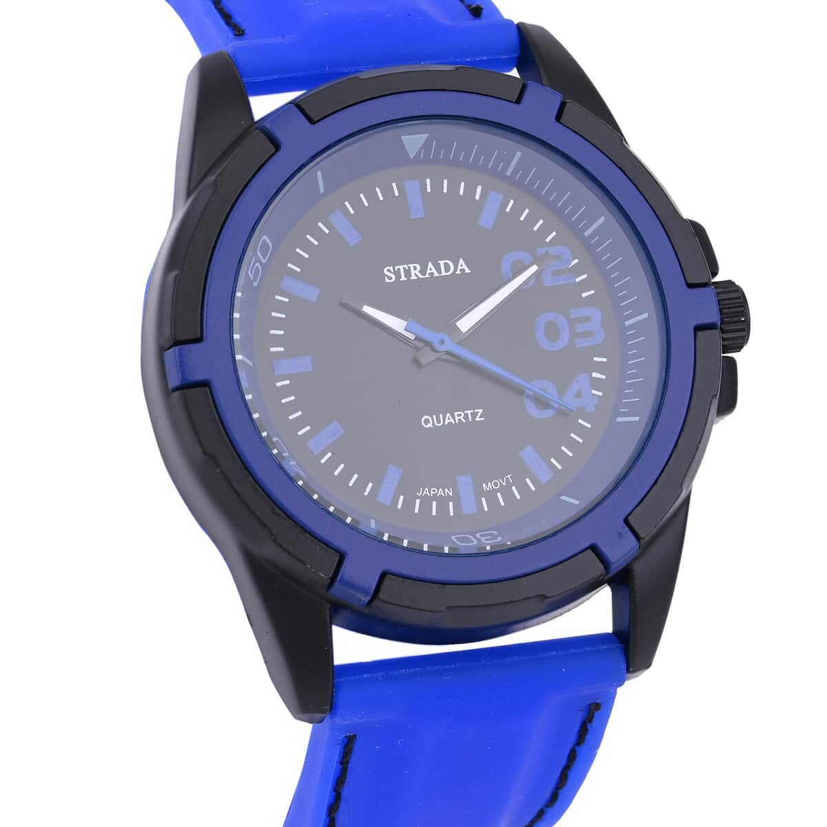 Strada Japanese Movement Sports Watch with Blue Silicone Strap image number 3