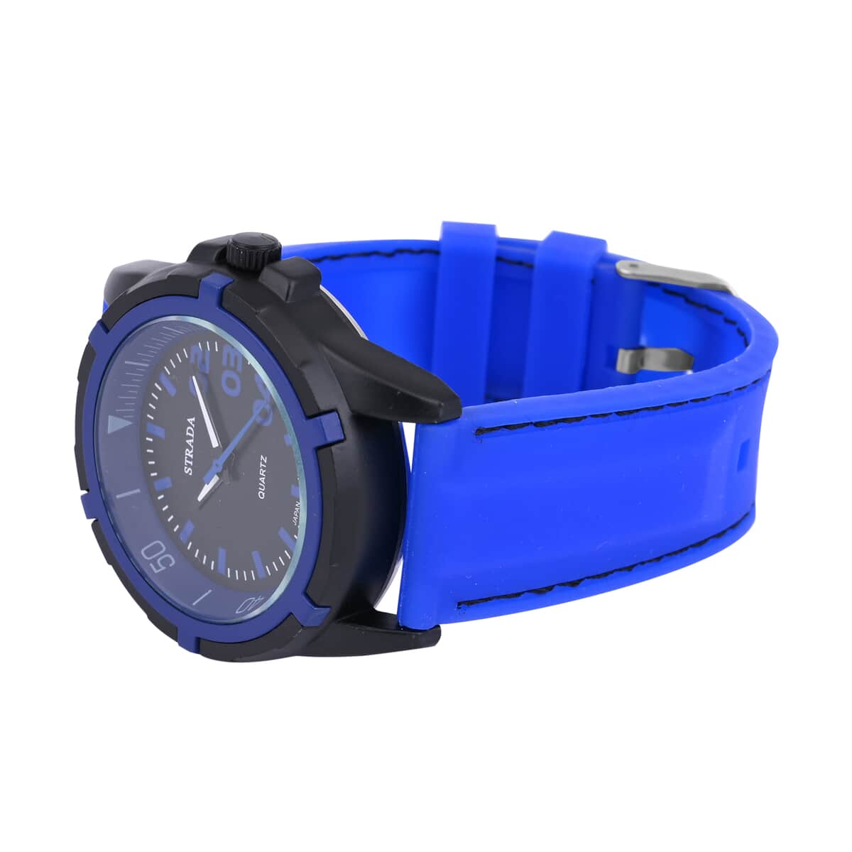 Strada Japanese Movement Sports Watch with Blue Silicone Strap image number 4
