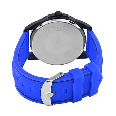 Strada Japanese Movement Sports Watch with Blue Silicone Strap