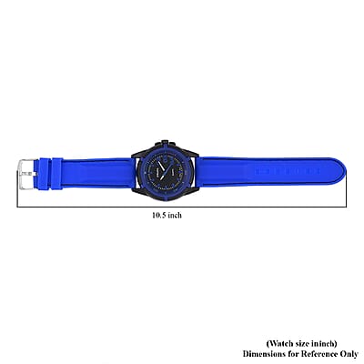 Strada Japanese Movement Sports Watch with Blue Silicone Strap