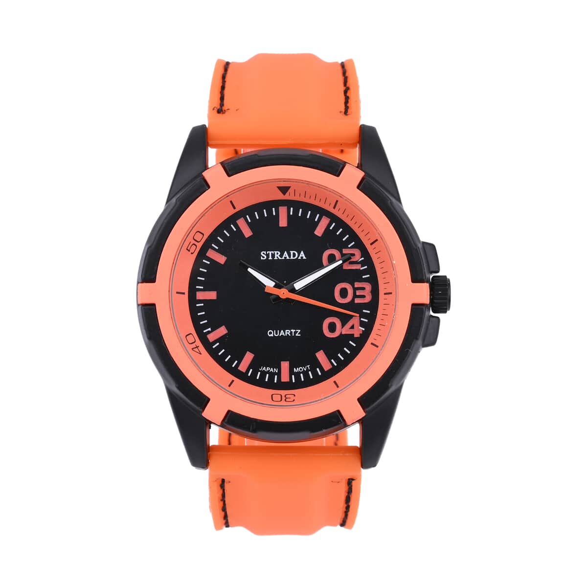 Strada Japanese Movement Sports Watch with Orange Silicone Strap image number 0