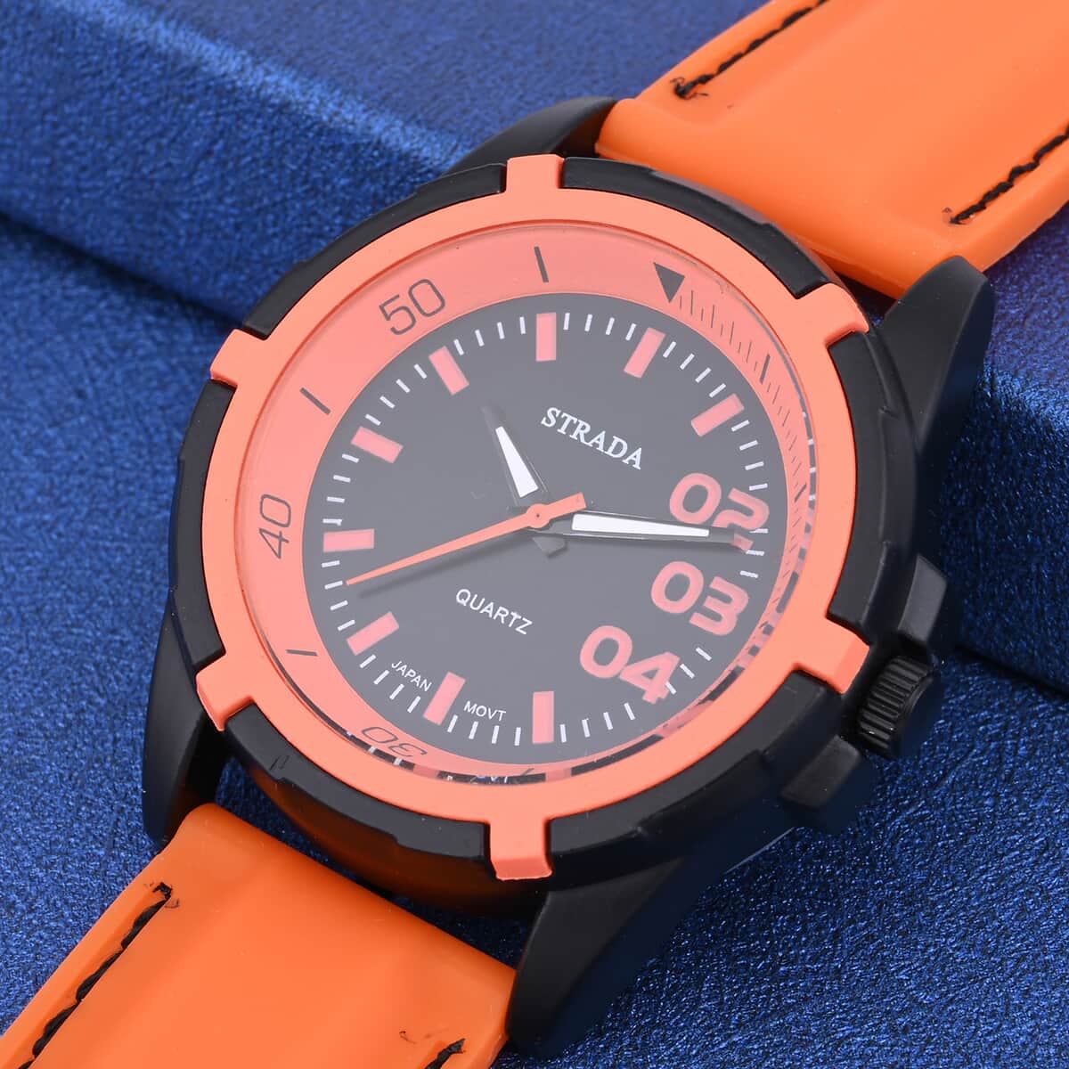 Strada Japanese Movement Sports Watch with Orange Silicone Strap image number 1