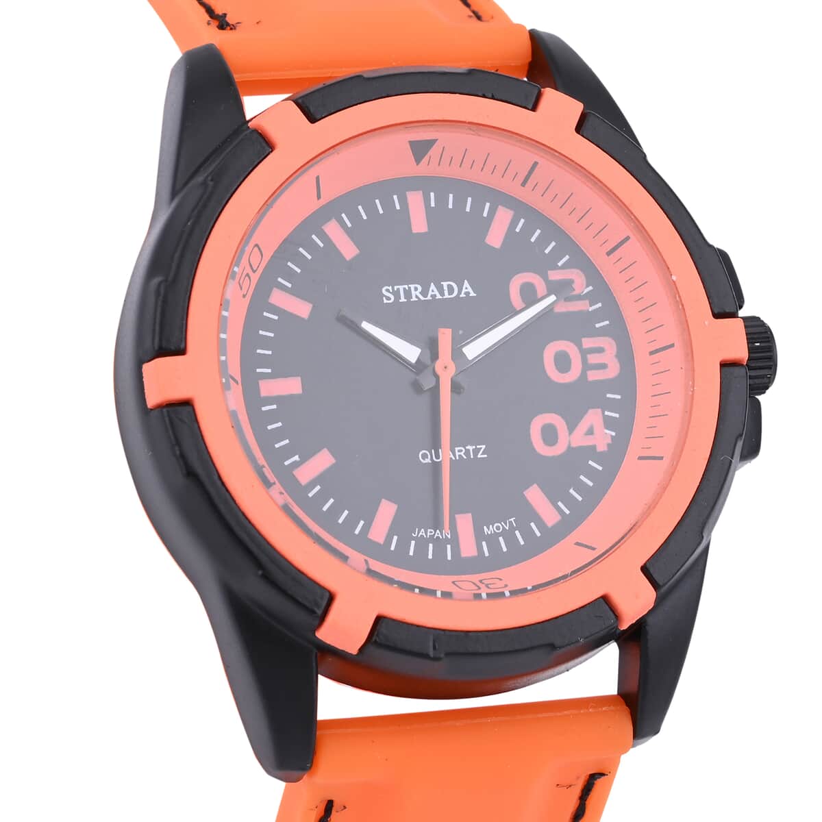 Strada Japanese Movement Sports Watch with Orange Silicone Strap image number 3