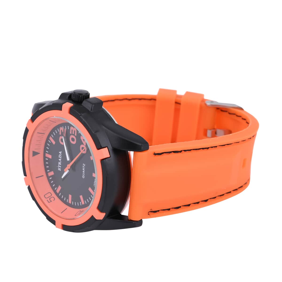 Strada Japanese Movement Sports Watch with Orange Silicone Strap image number 4