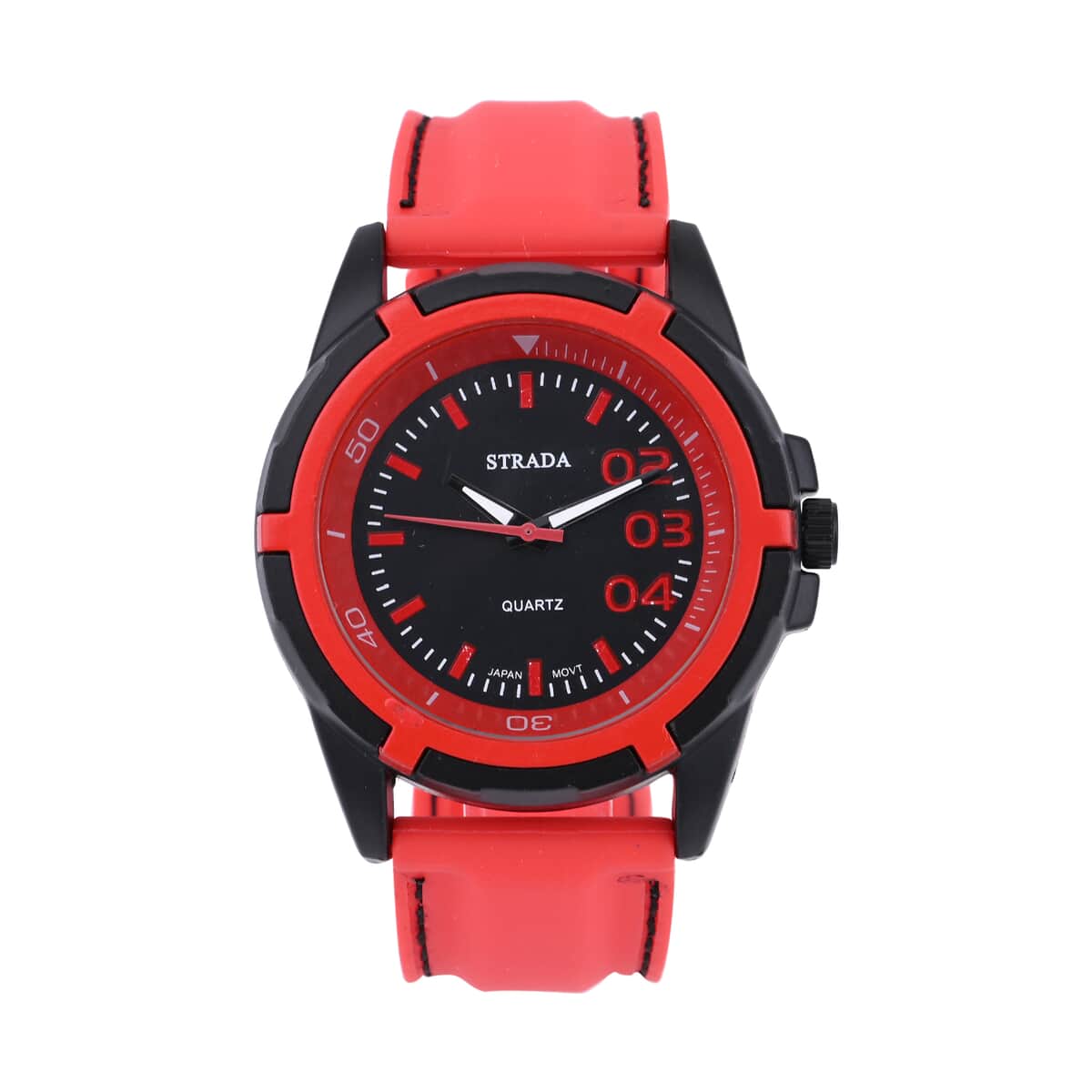 Strada Japanese Movement Sports Watch with Red Silicone Strap image number 0