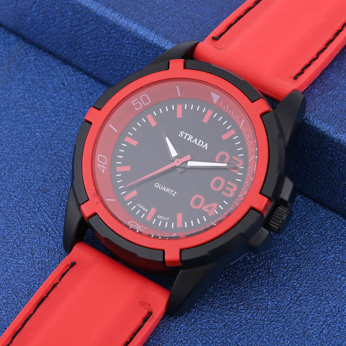 Strada Japanese Movement Sports Watch with Red Silicone Strap image number 1