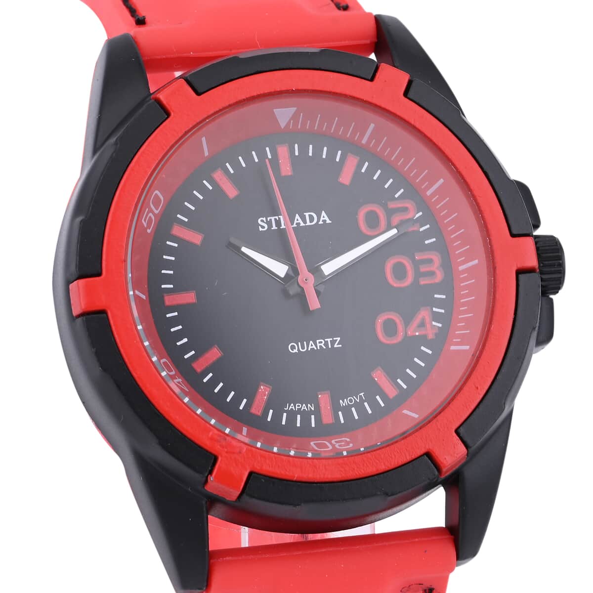 Strada Japanese Movement Sports Watch with Red Silicone Strap image number 3