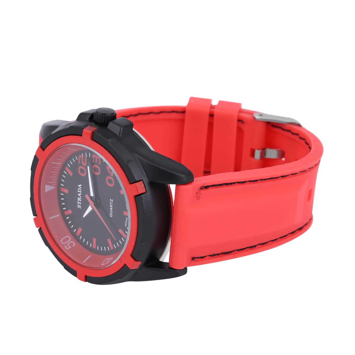 Strada Japanese Movement Sports Watch with Red Silicone Strap image number 4