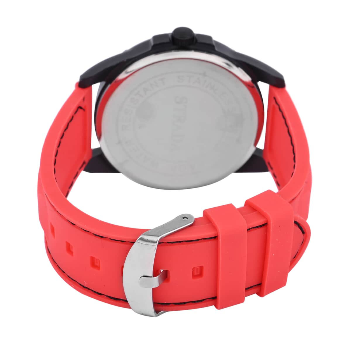 Strada Japanese Movement Sports Watch with Red Silicone Strap image number 5