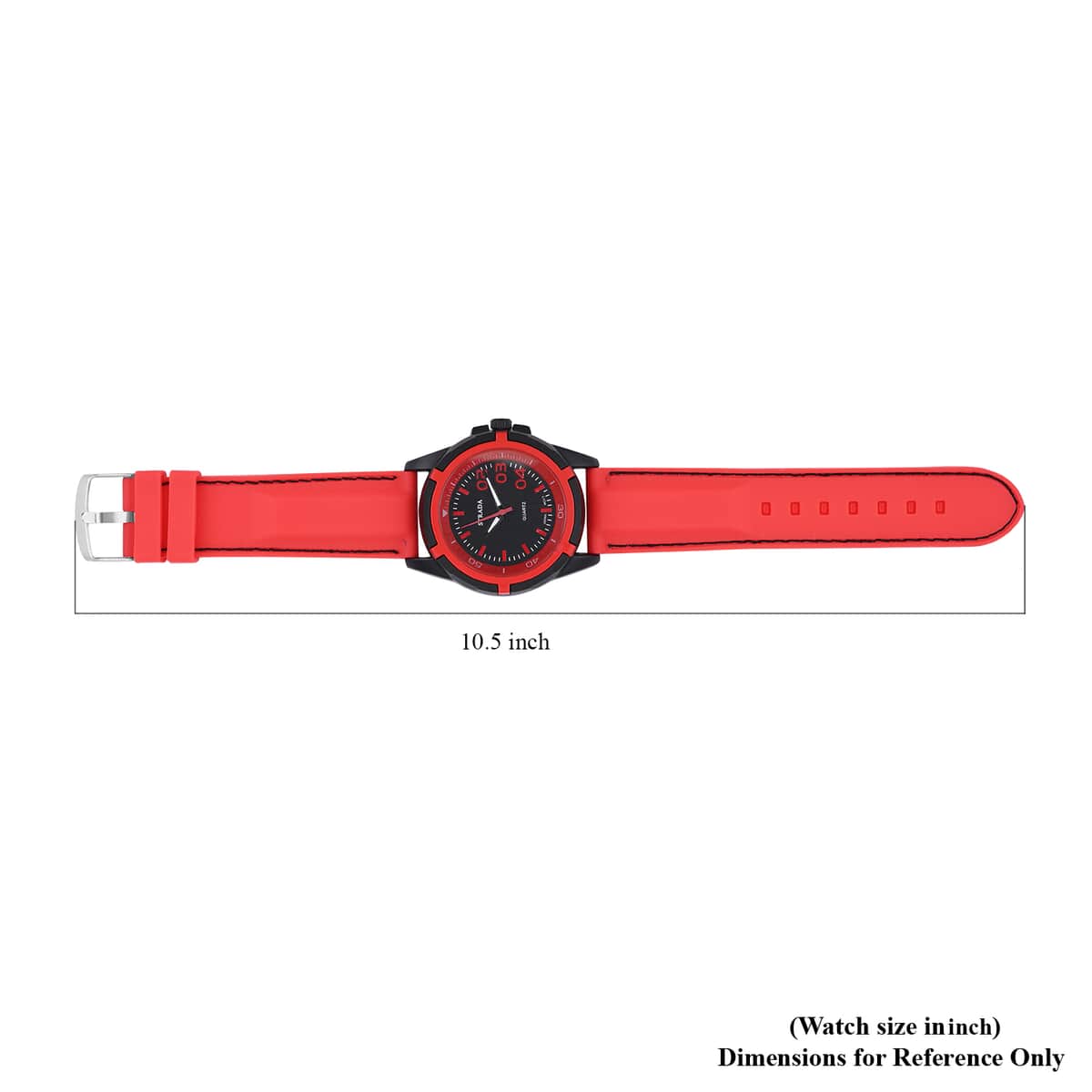 Strada Japanese Movement Sports Watch with Red Silicone Strap image number 6