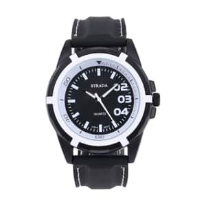 Strada Japanese Movement Sports Watch with Black Silicone Strap