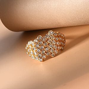 White Diamond 0.50 ctw Fancy Ring in Vermeil Yellow Gold Over Sterling Silver (Size 10.0)