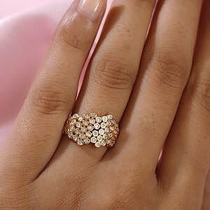 White Diamond 0.50 ctw Fancy Ring in Vermeil Yellow Gold Over Sterling Silver (Size 10.0)