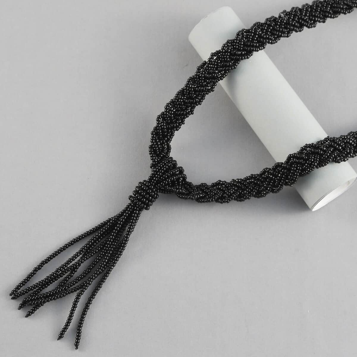 Black Seed Beaded Necklace 20 Inches in Platinum Over Copper and Stainless Steel 121.00 ctw image number 1