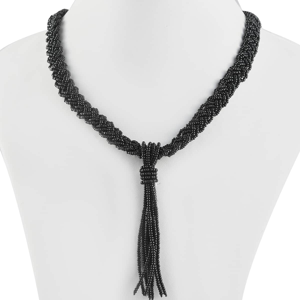 Black Seed Beaded Necklace 20 Inches in Platinum Over Copper and Stainless Steel 121.00 ctw image number 2