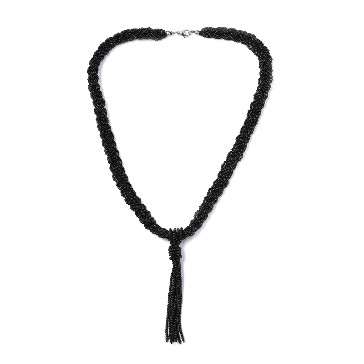 Black Seed Beaded Necklace 20 Inches in Platinum Over Copper and Stainless Steel 121.00 ctw image number 3