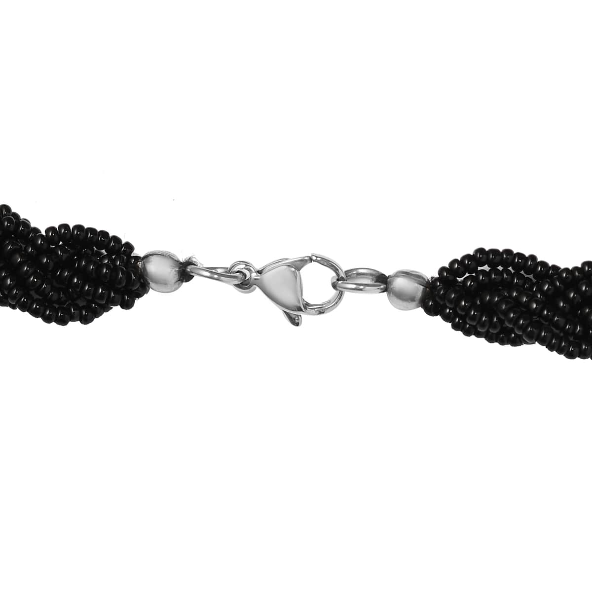 Black Seed Beaded Necklace 20 Inches in Platinum Over Copper and Stainless Steel 121.00 ctw image number 4