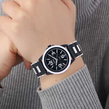 Strada Japanese Movement Railway Track Pattern Watch with Black Silicone Strap image number 2