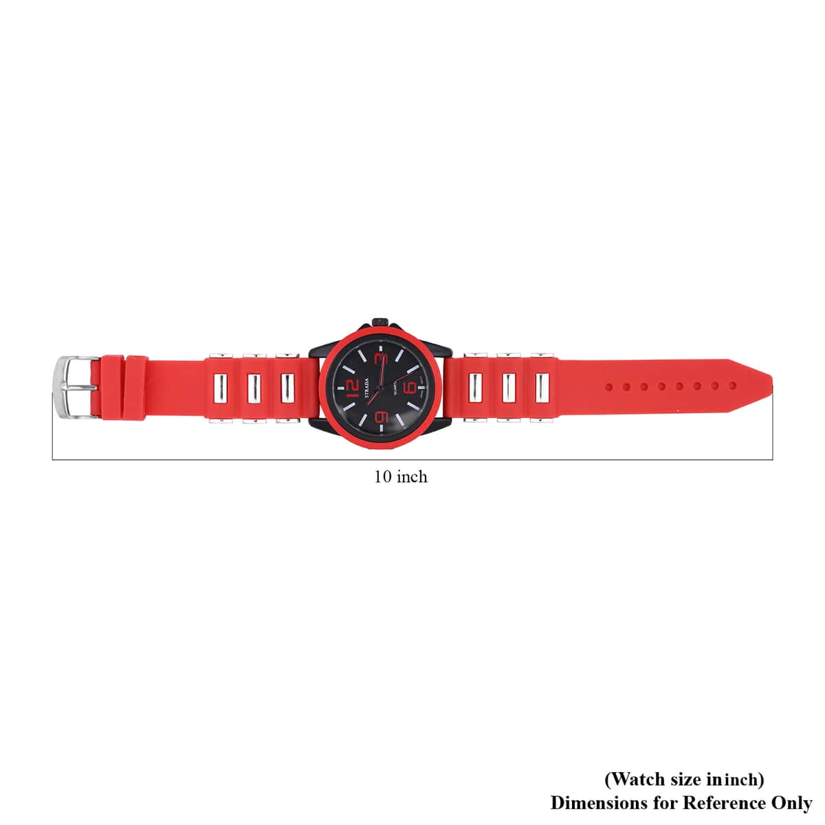 Strada Japanese Movement Railway Track Pattern Watch with Red Silicone Strap image number 6