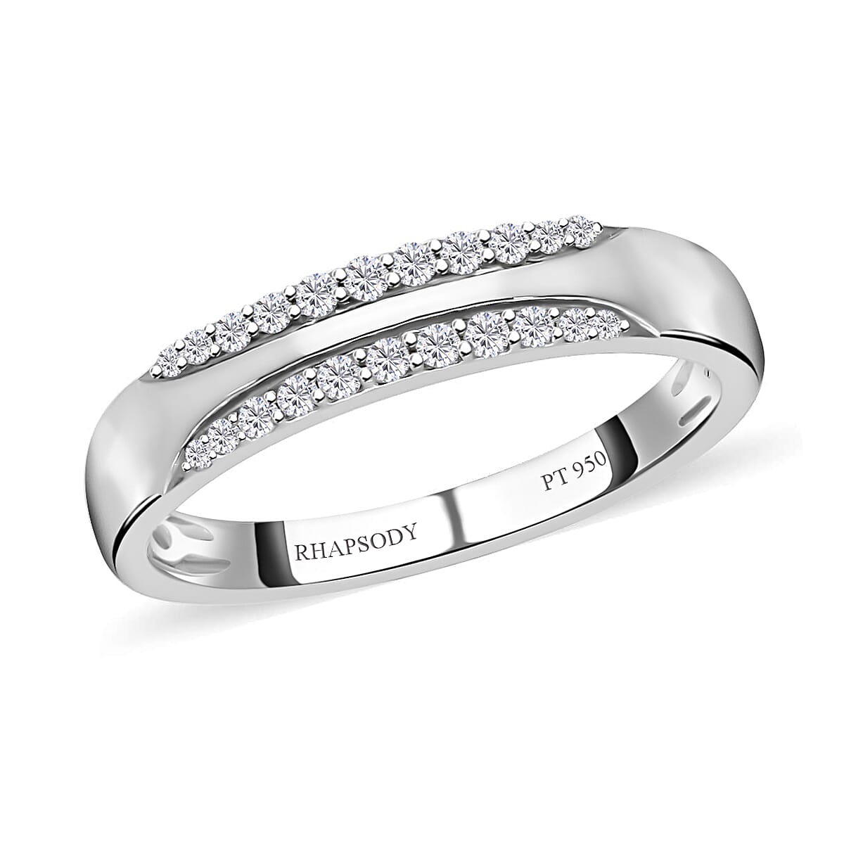 Rhapsody IGI Certified 950 Platinum E-F VS Diamond Ring (Size 6.0) 4.50 Grams 0.20 ctw image number 0