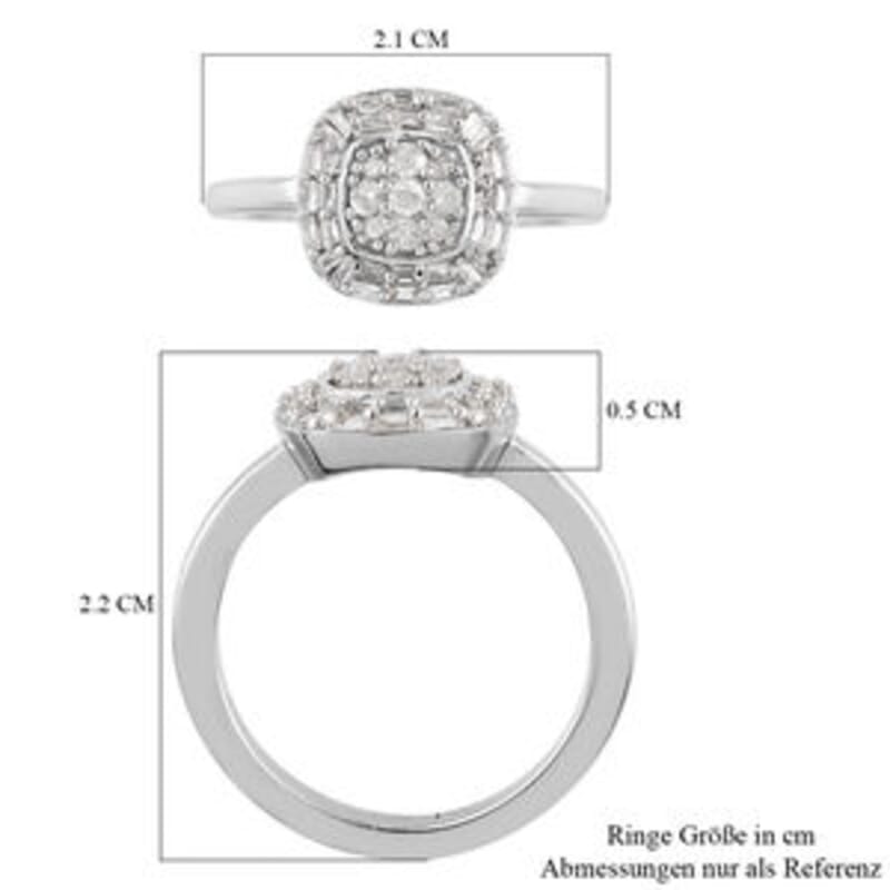 White Diamond 0.33 ctw Cluster Ring in Platinum Over Sterling Silver (Size 11.5)
