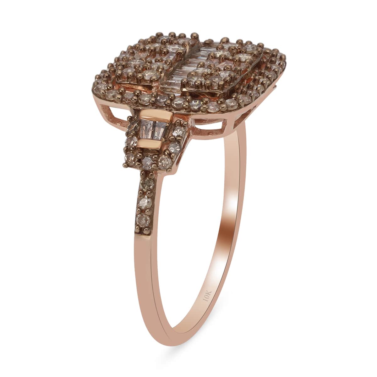 SGL Certified 10K Rose Gold Natural Champagne Diamond Ring (Size 9.0) 3.50 Grams 1.00 ctw image number 3