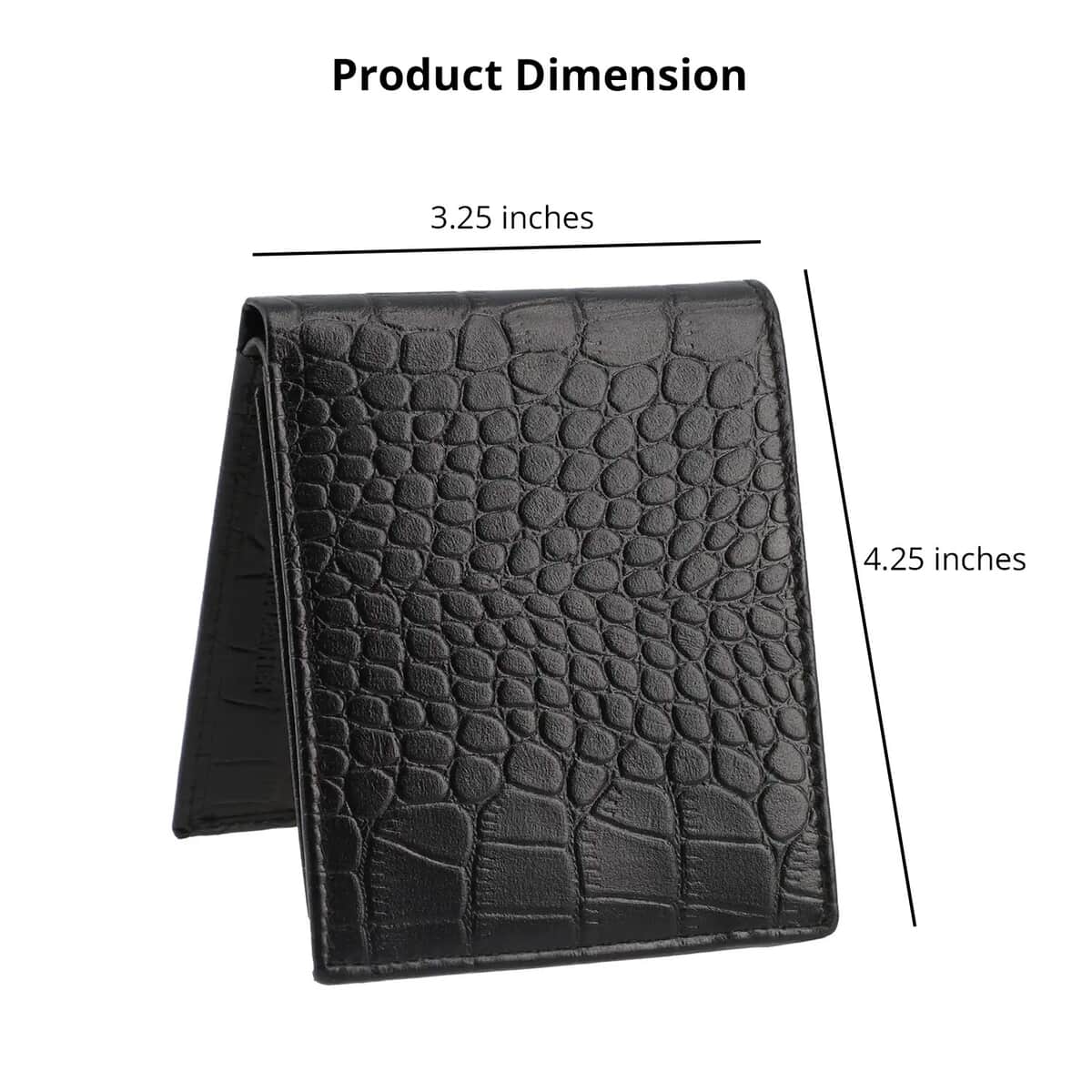 UNION CODE Black Croco Embossed Genuine Leather RFID Bi Fold Men's Wallet image number 4