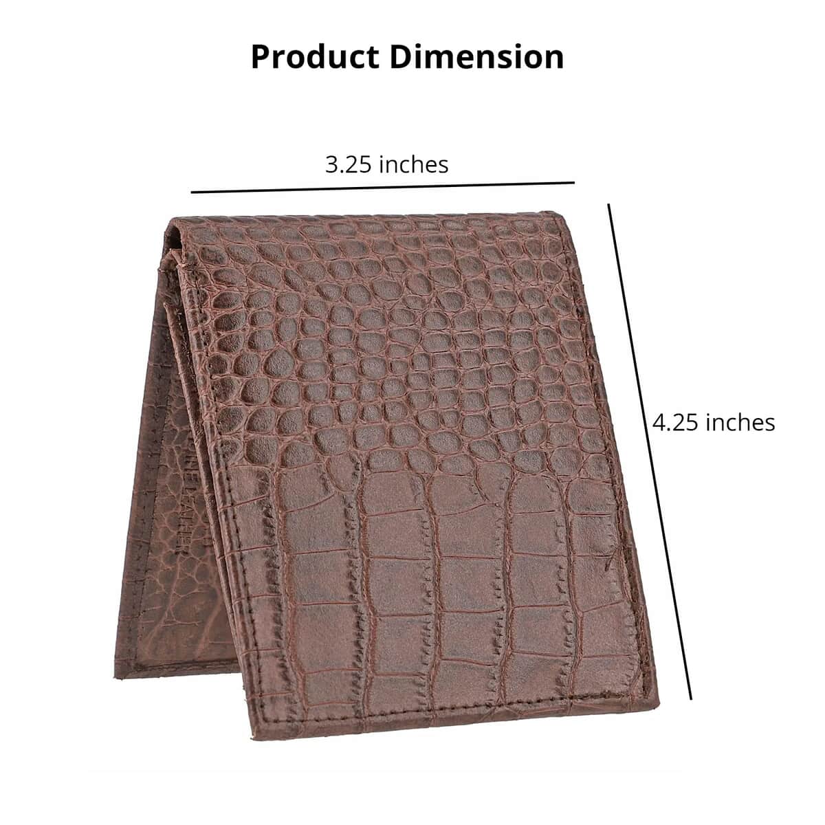 UNION CODE Brown Croco Embossed Genuine Leather RFID Bi Fold Men's Wallet , Leather Card Holder Travel Wallet , Leather Purse for Men image number 3