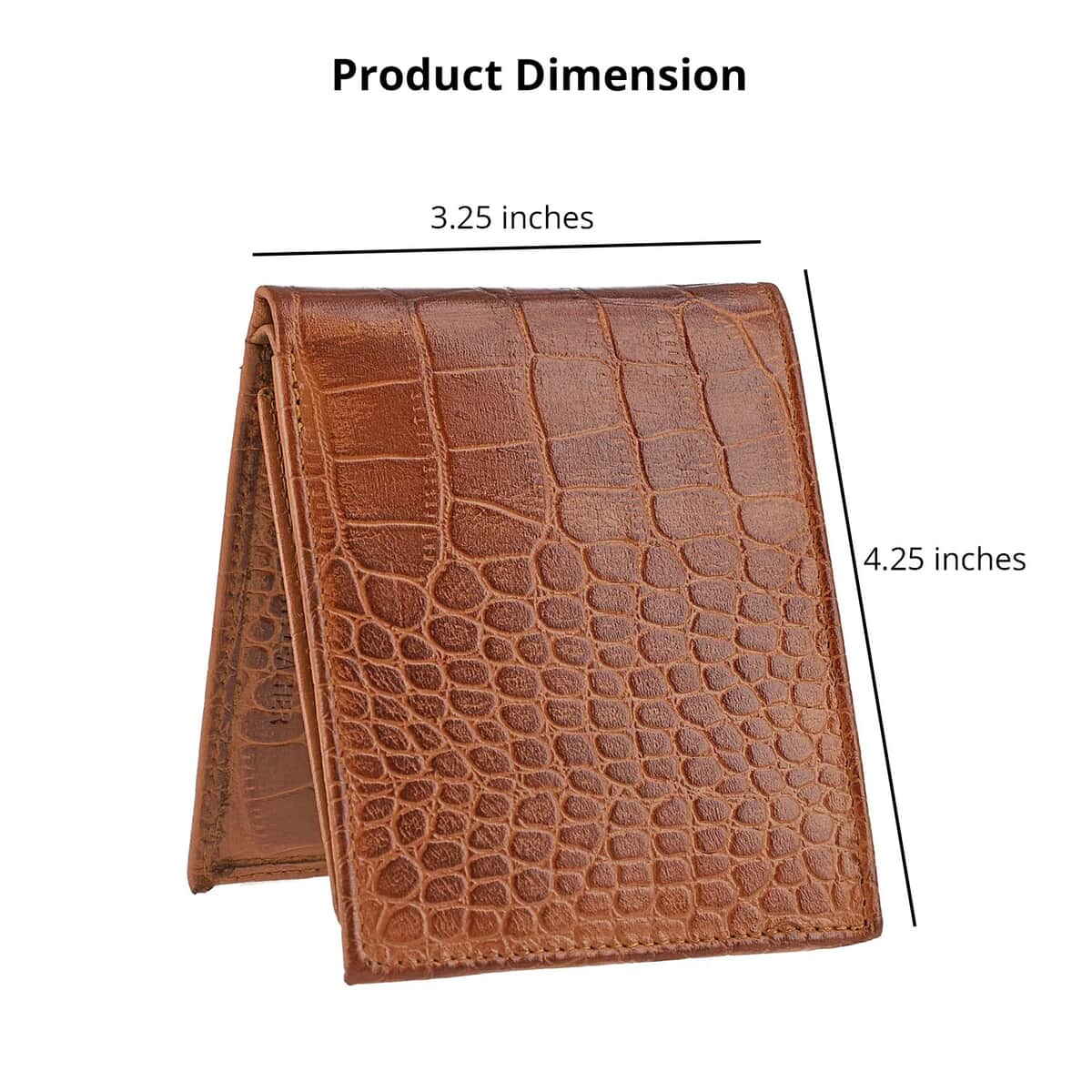 UNION CODE Tan Croco Embossed Genuine Leather RFID Bi Fold Men's Wallet | Leather Card Holder Travel Wallet | Leather Purse for Men image number 4