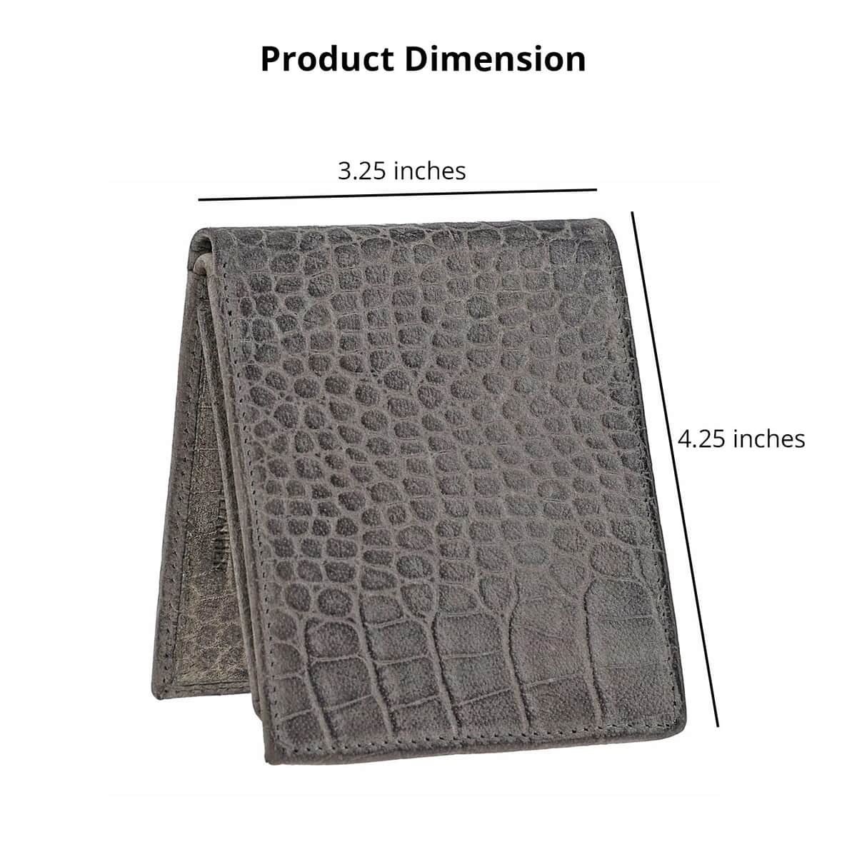 UNION CODE Gray Croco Embossed Genuine Leather RFID Bi Fold Men's Wallet | Leather Card Holder Travel Wallet | Leather Purse for Men image number 4