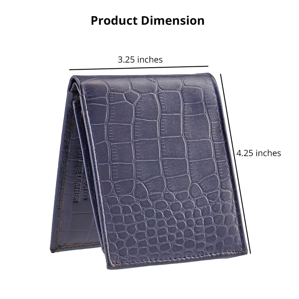 UNION CODE Navy Croco Embossed Genuine Leather RFID Bi Fold Men's Wallet | Leather Card Holder Travel Wallet | Leather Purse for Men image number 4