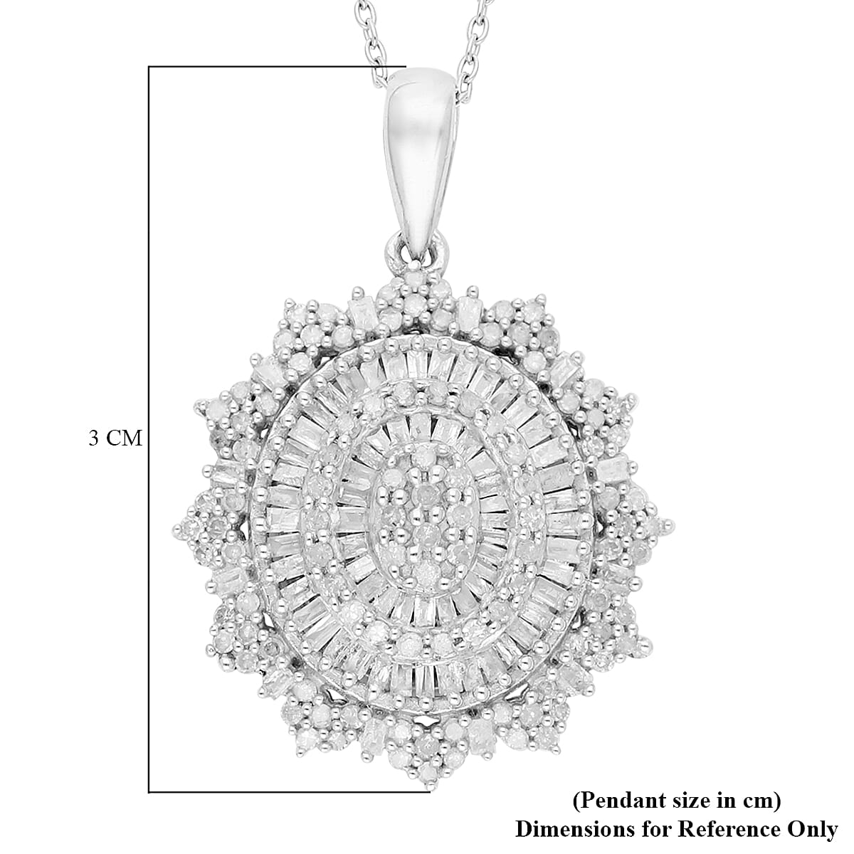 Diamond Flower Pendant in Platinum Over Sterling Silver 1.00 ctw