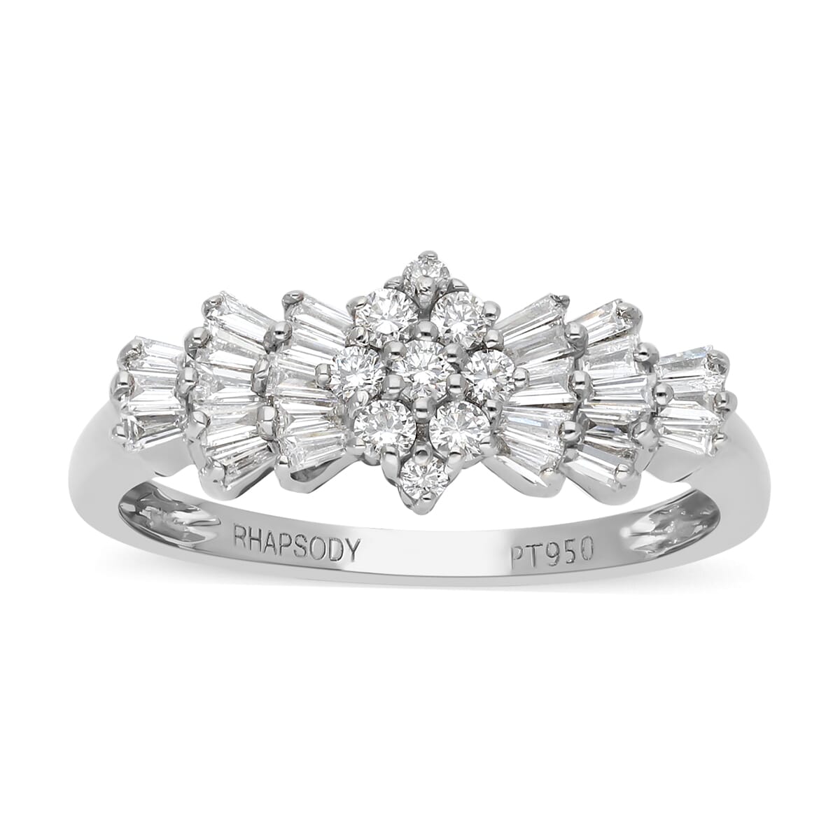 Rhapsody IGI Certified Diamond 0.50 ctw Ring in 950 Platinum, Ballerina Ring, Wedding Rings, Engagement Rings (Size 5.00) image number 0