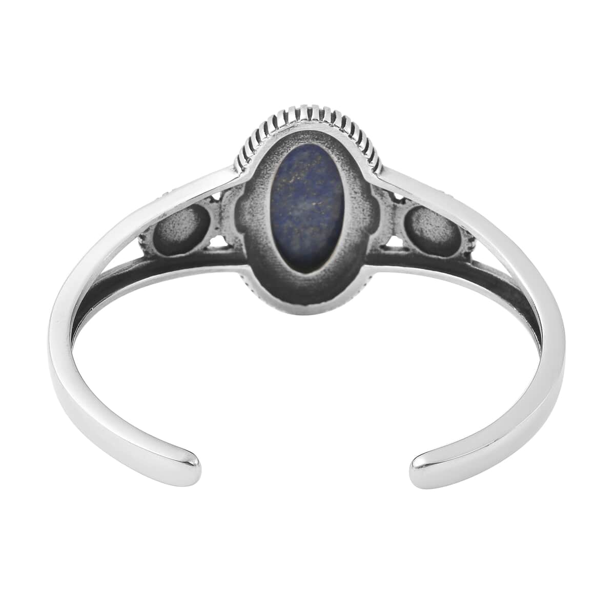 Lapis Lazuli and Opalite Cuff Bracelet in Stainless Steel (6.50 In) 24.00 ctw image number 5