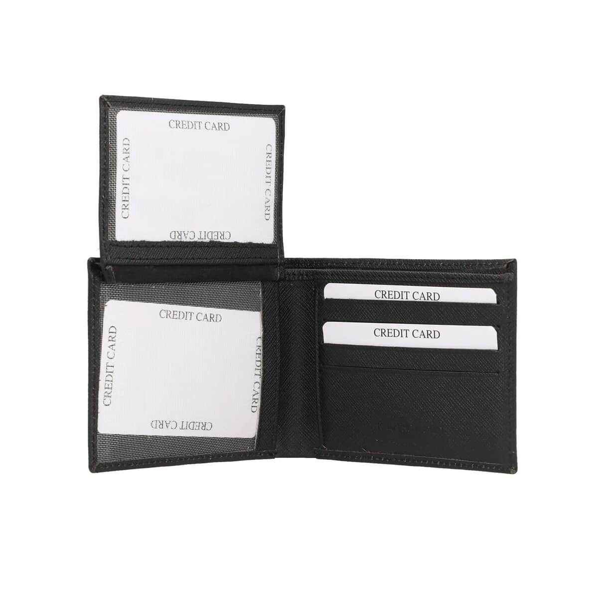 UNION CODE Black Genuine Leather RFID Bi Fold Men's Wallet image number 5