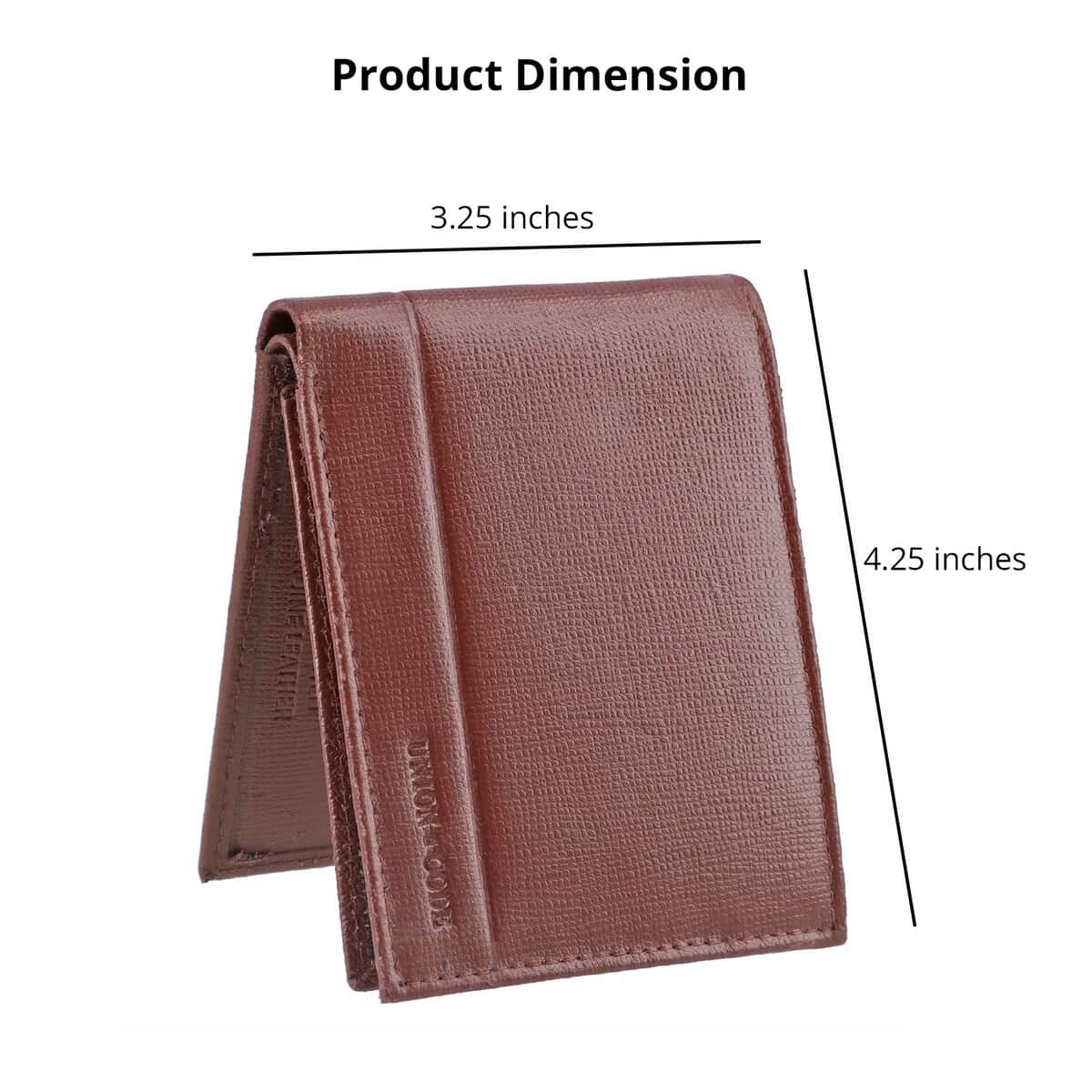 "UNION CODE Genuine Leather Bi Fold Men's Wallet (RFID Protected) SIZE: 4.25(L)x3.25(H) inches COLOR: Navy" image number 4