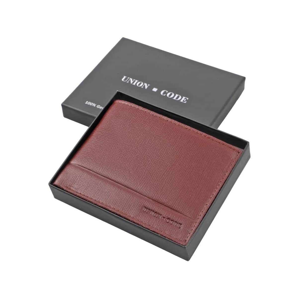 UNION CODE Bordo Genuine Leather RFID Bi Fold Men's Wallet | Leather Card Holder Travel Wallet | Leather Purse for Men image number 6