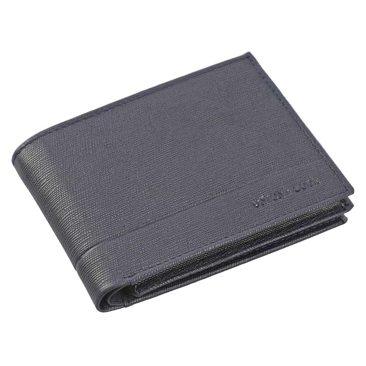 UNION CODE Navy Genuine Leather RFID Bi Fold Men's Wallet | Leather Card Holder Travel Wallet | Leather Purse for Men image number 0