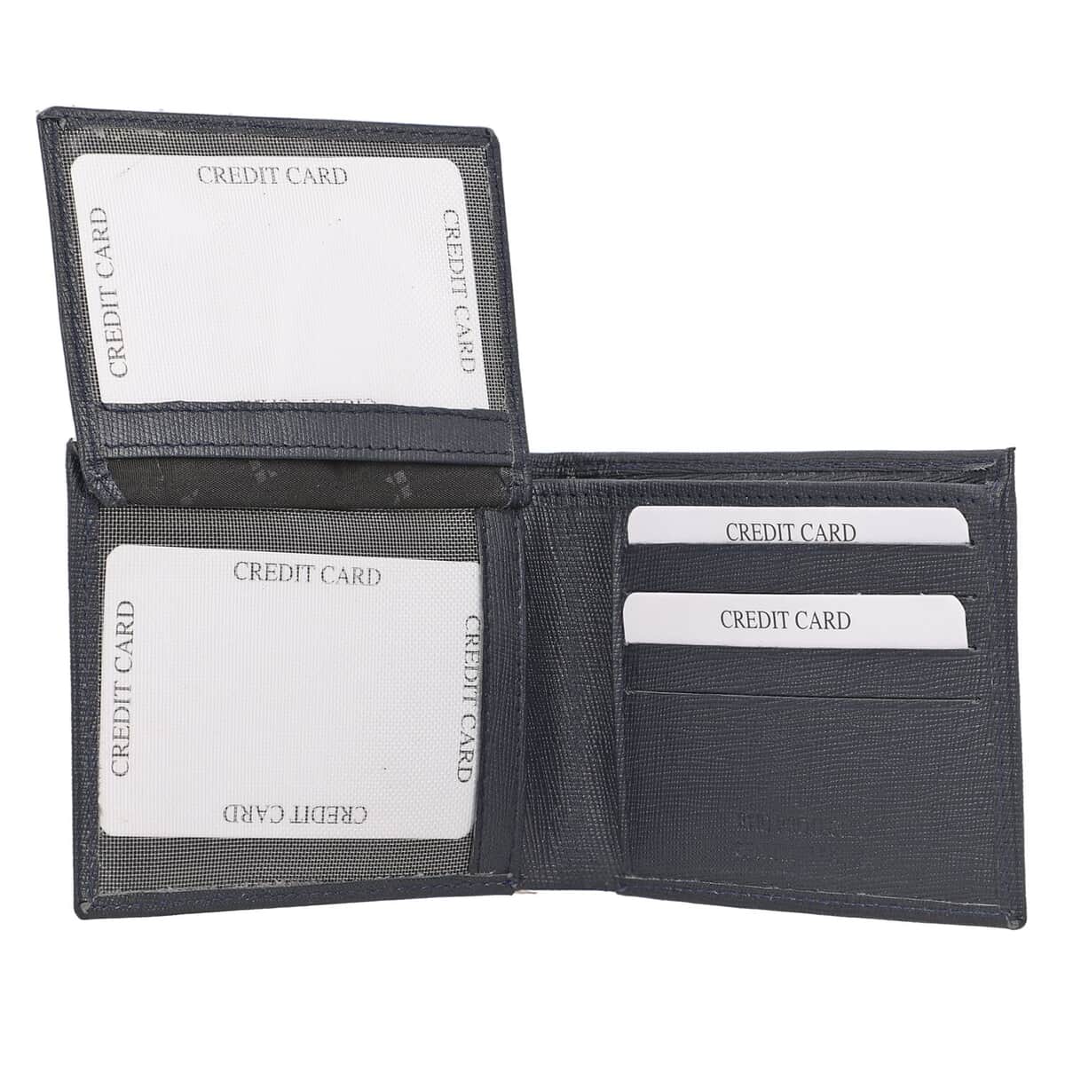 UNION CODE Navy Genuine Leather RFID Bi Fold Men's Wallet | Leather Card Holder Travel Wallet | Leather Purse for Men image number 4