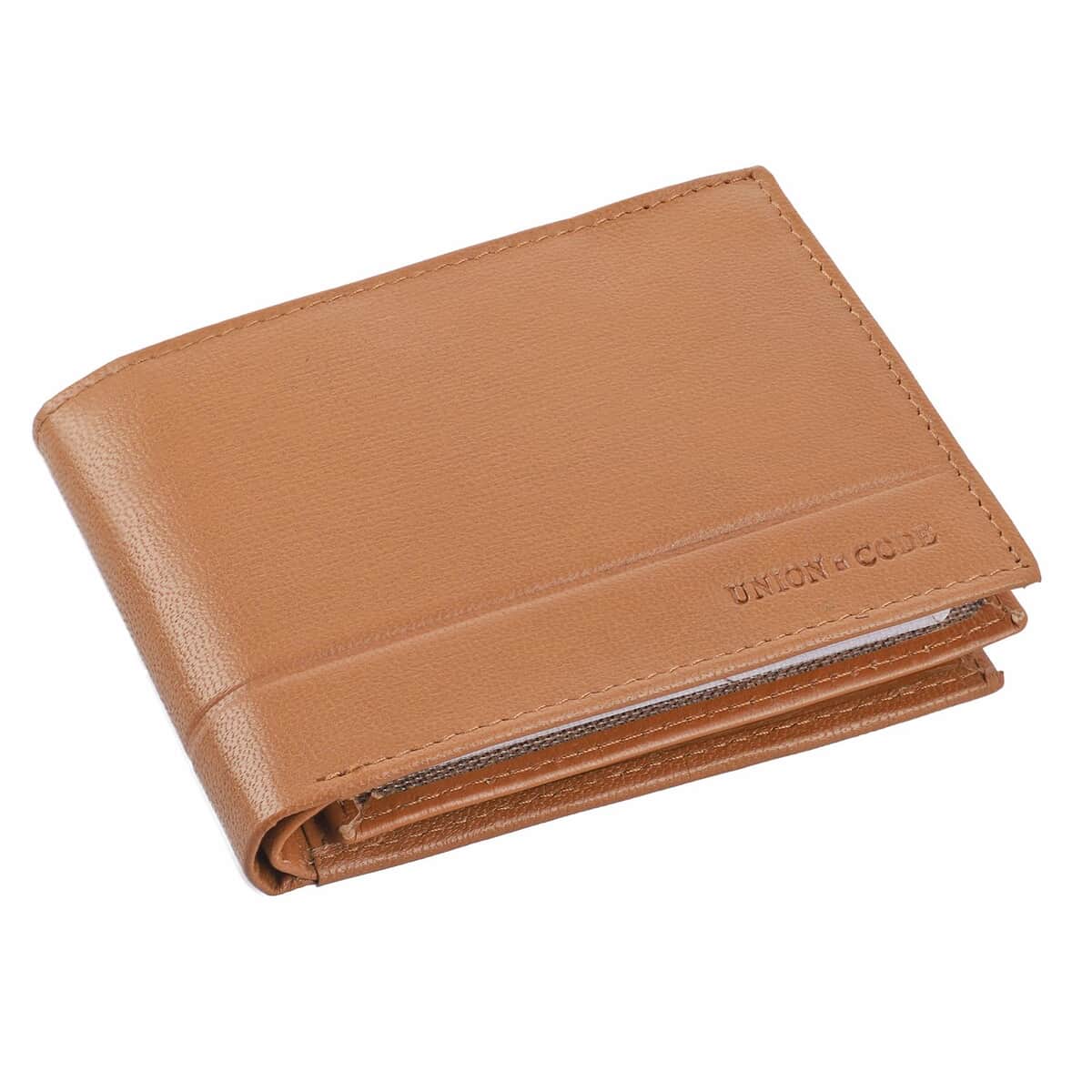 UNION CODE Cognac Genuine Leather RFID Bi Fold Men's Wallet | Leather Card Holder Travel Wallet | Leather Purse for Men image number 0