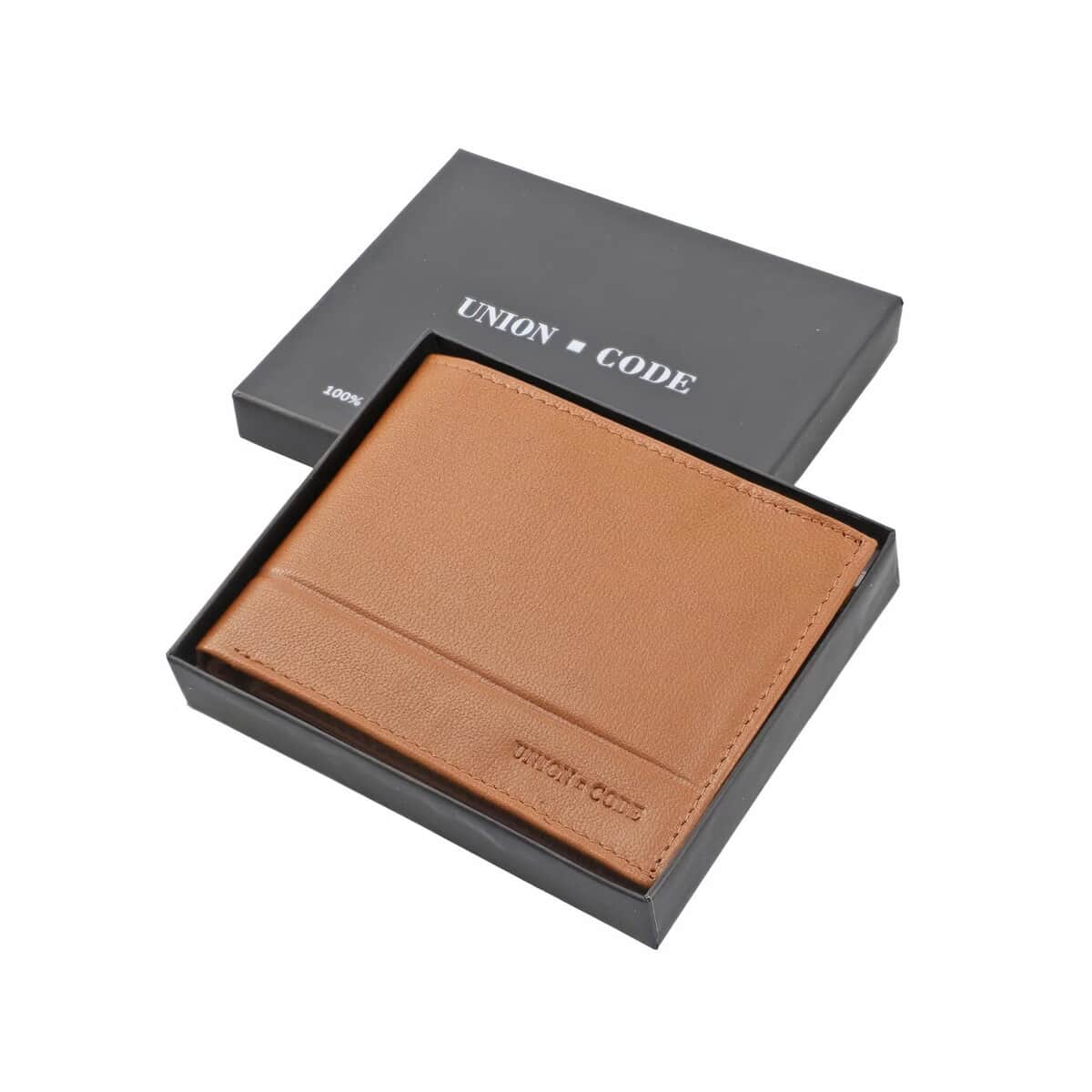 UNION CODE Cognac Genuine Leather RFID Bi Fold Men's Wallet | Leather Card Holder Travel Wallet | Leather Purse for Men image number 6