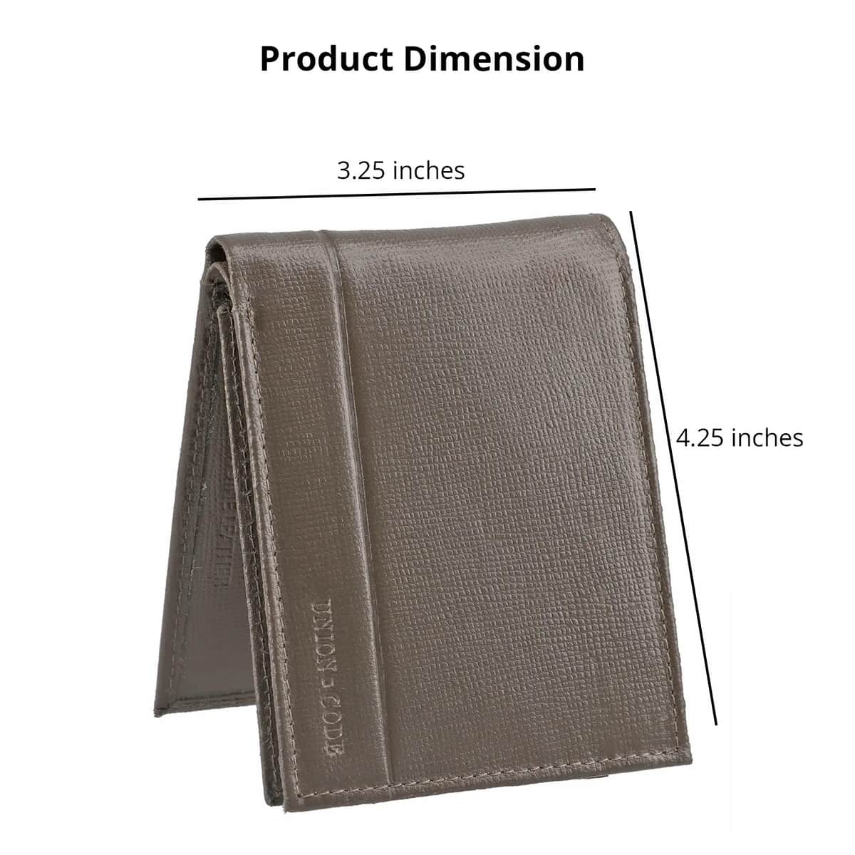UNION CODE Taupe Genuine Leather RFID Bi Fold Men's Wallet | Leather Card Holder Travel Wallet | Leather Purse for Men image number 4