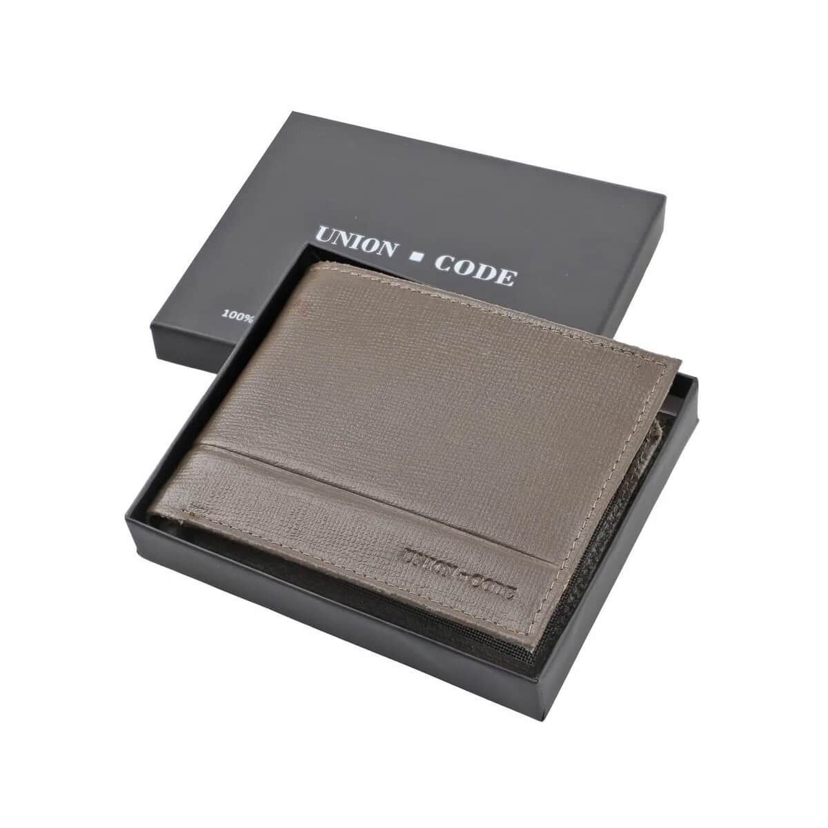 UNION CODE Taupe Genuine Leather RFID Bi Fold Men's Wallet | Leather Card Holder Travel Wallet | Leather Purse for Men image number 6