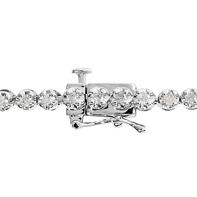 NY Closeout 10K White Gold G-H I3 Diamond Tennis Bracelet (7.00 In) 7.90 Grams 1.00 ctw