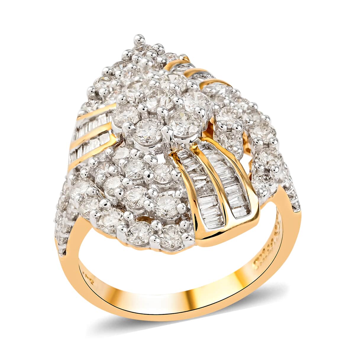 NY Closeout 10K Yellow Gold G-H I1-I2 Diamond Cocktail Ring (Size 7.0) 6.15 Grams 2.00 ctw image number 0