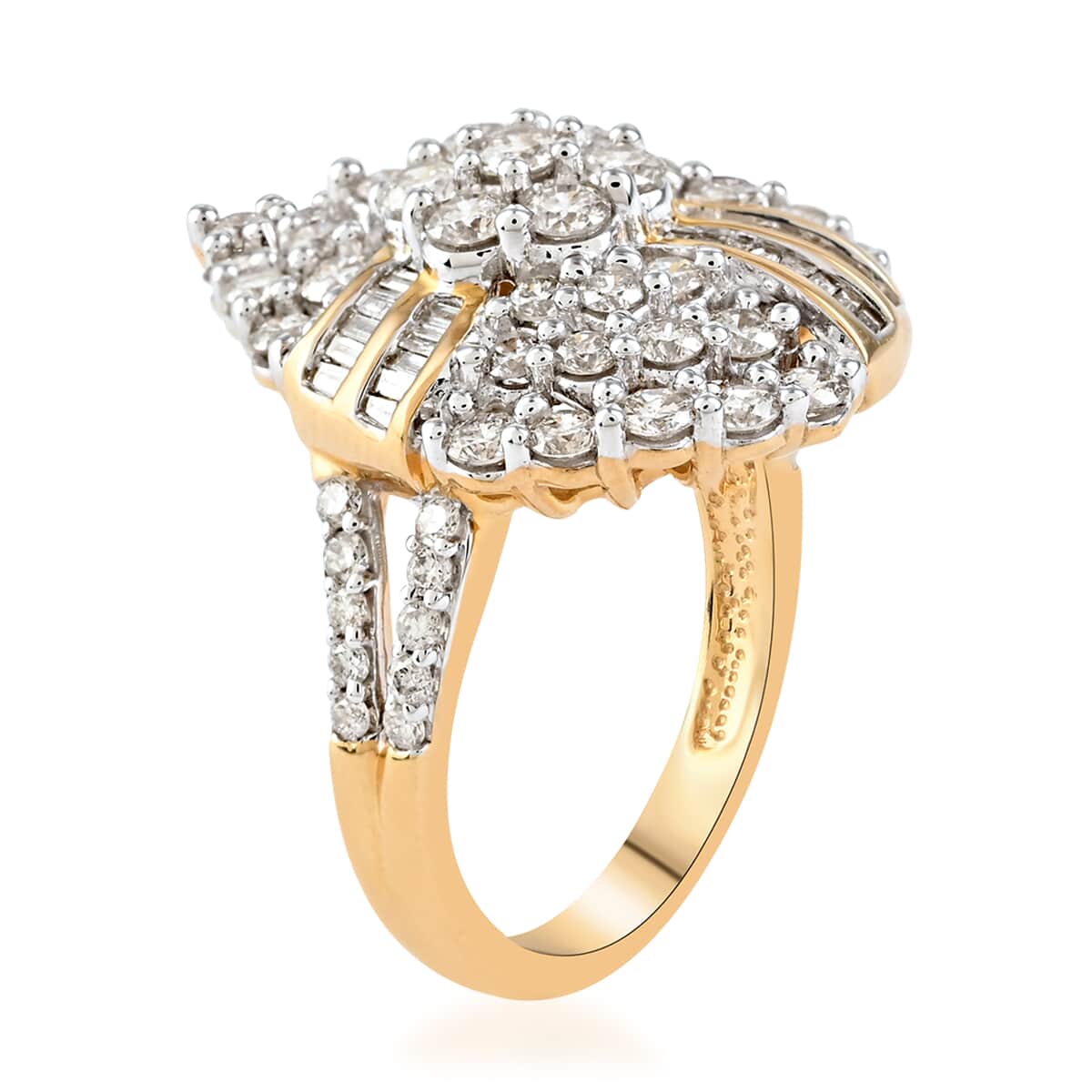 NY Closeout 10K Yellow Gold G-H I1-I2 Diamond Cocktail Ring (Size 7.0) 6.15 Grams 2.00 ctw image number 3