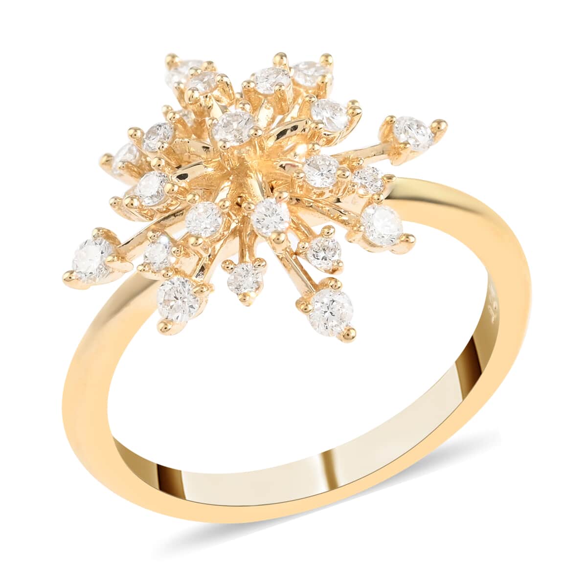 NY Closeout 10K Yellow Gold G-H I1 Diamond Starburst Ring (Size 7.0) 2.65 Grams 0.50 ctw image number 0