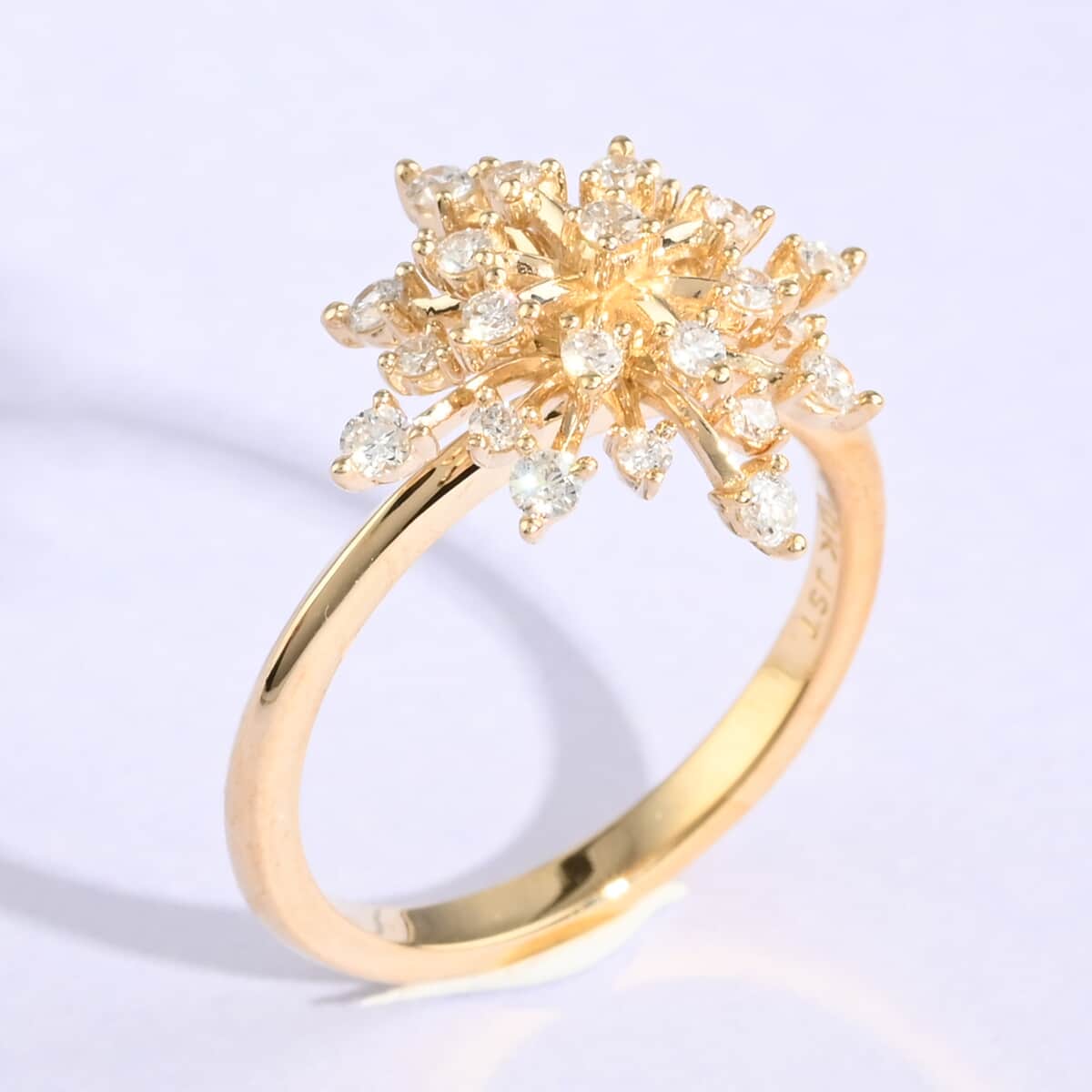 NY Closeout 10K Yellow Gold G-H I1 Diamond Starburst Ring (Size 7.0) 2.65 Grams 0.50 ctw image number 1