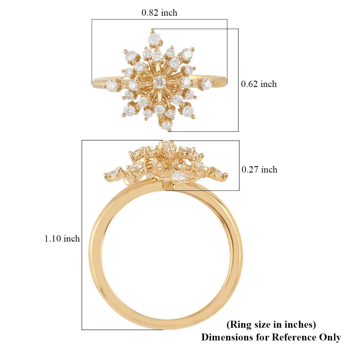 NY Closeout 10K Yellow Gold G-H I1 Diamond Starburst Ring (Size 7.0) 2.65 Grams 0.50 ctw image number 4