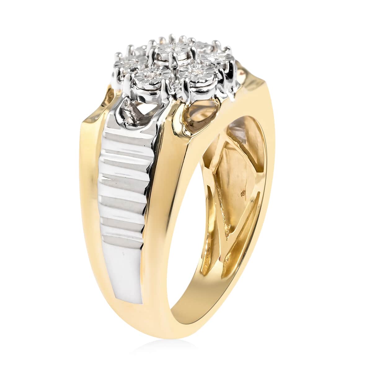 NY Closeout 10K Yellow and White Gold G-H I3 Diamond Men's Ring (Size 10.0) 6.25 Grams 0.10 ctw image number 3